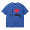 LAWLESSROW I Love My Dog Dachshund Pixel Heart Vintage Acid Wash Tee