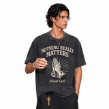 LAWLESSROW Nothing Really Matters Thank God Praying Hands Vintage Acid Wash Tee
