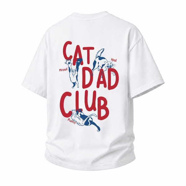 LAWLESSROW Cat Dad Club Back‑Print Vintage Heavy Tee