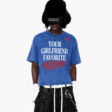 LAWLESSROW Your Girlfriend Favorite Mistake Vintage Acid Wash Tee
