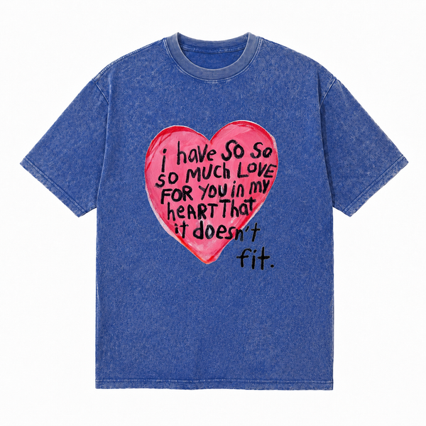LAWLESSROW So Much Love Hand‑Drawn Heart Vintage Acid Wash Tee