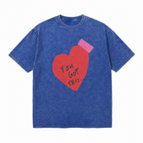 LAWLESSROW You Got This Tape‑Heart Vintage Acid Wash Tee