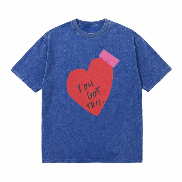 LAWLESSROW You Got This Tape‑Heart Vintage Acid Wash Tee