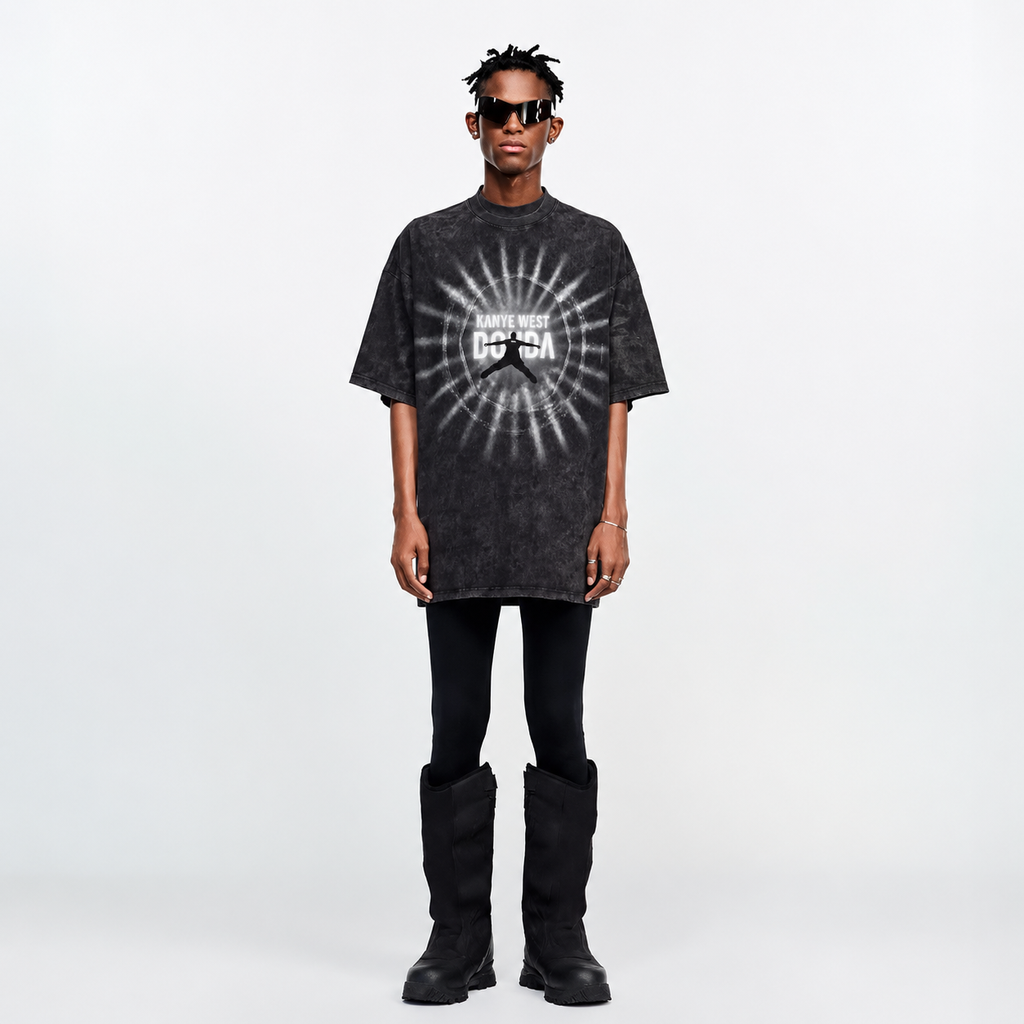 LAWLESSROW kanye west DONDA Vintage Black Acid Wash Tee