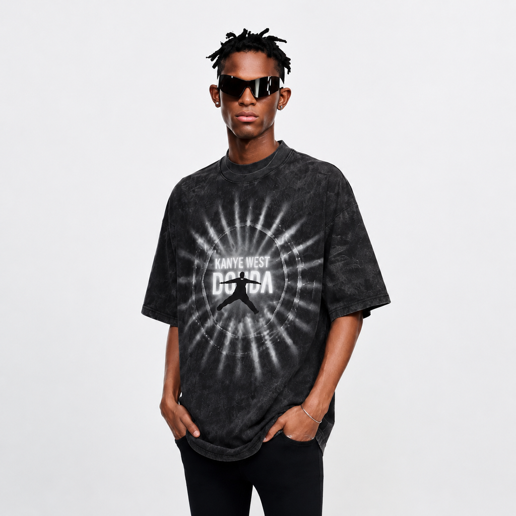 LAWLESSROW kanye west DONDA Vintage Black Acid Wash Tee