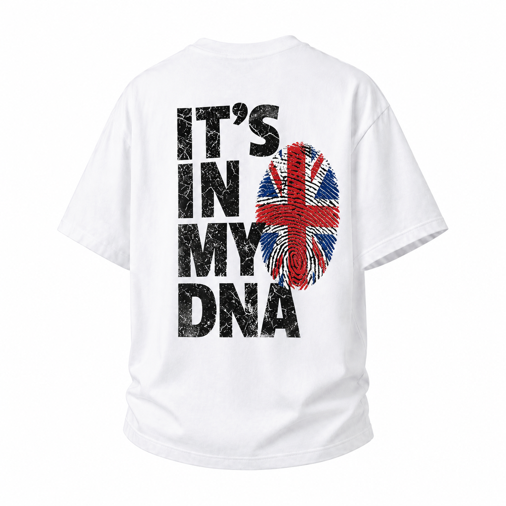 LAWLESSROW It’s In My DNA UK Flag Fingerprint Back Print Vintage Heavy Tee