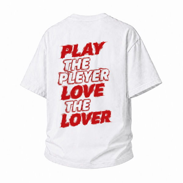 LAWLESSROW Play The Player Love The Lover Brush‑Stroke Back Print Vintage Heavy Tee
