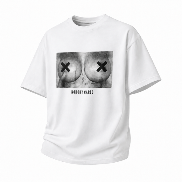 LAWLESSROW Nobody Cares Graphic Vintage Heavy Tee