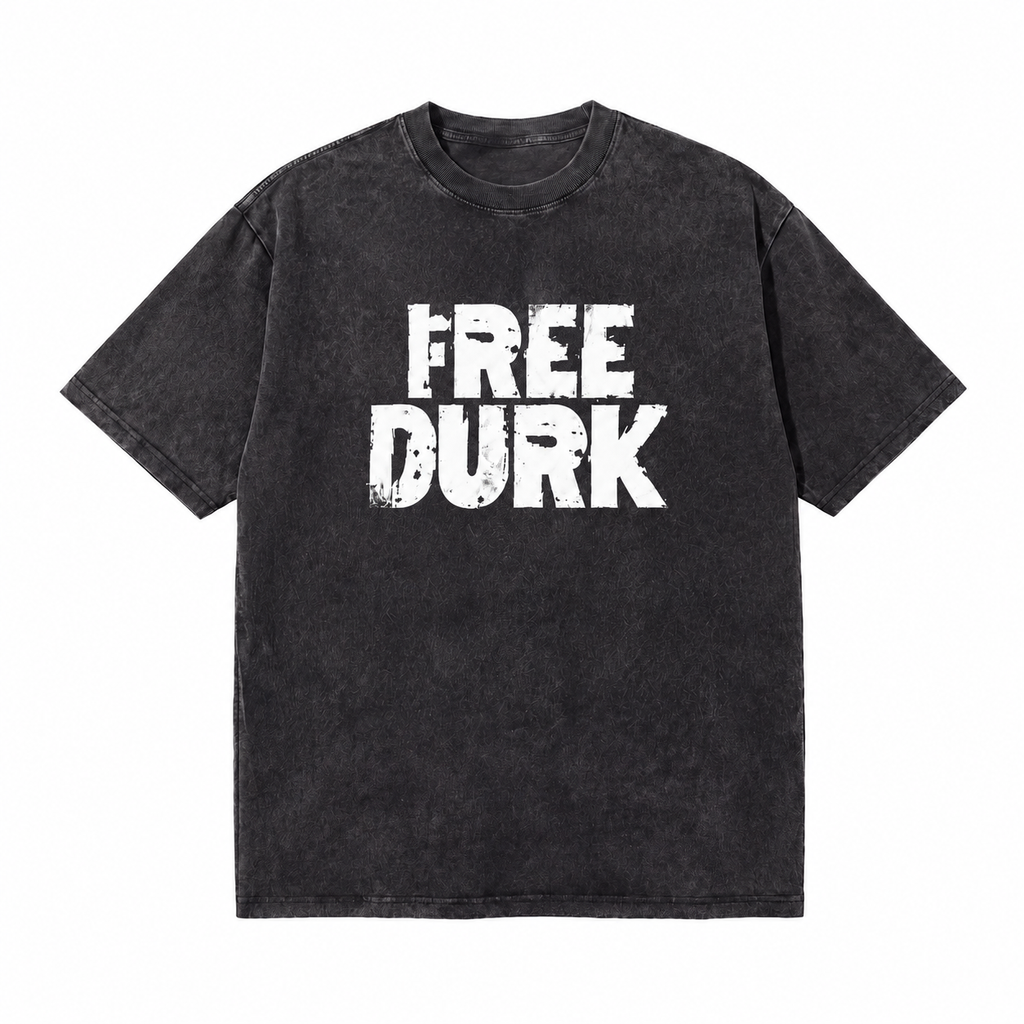 LAWLESSROW Free Durk Distressed Block Vintage Acid Wash Tee