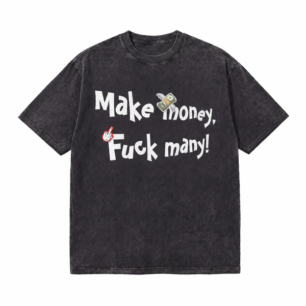 LAWLESSROW Slogan & Graphic Vintage Acid Wash Tee