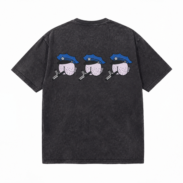 LAWLESSROW Slogan & Graphic Vintage Acid Wash Tee