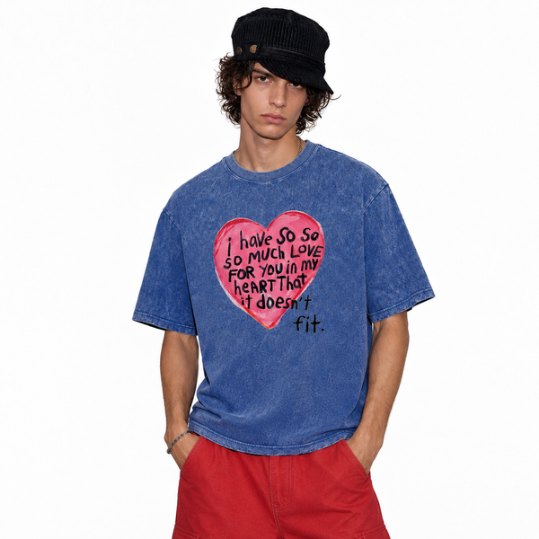 LAWLESSROW So Much Love Hand‑Drawn Heart Vintage Acid Wash Tee - hover