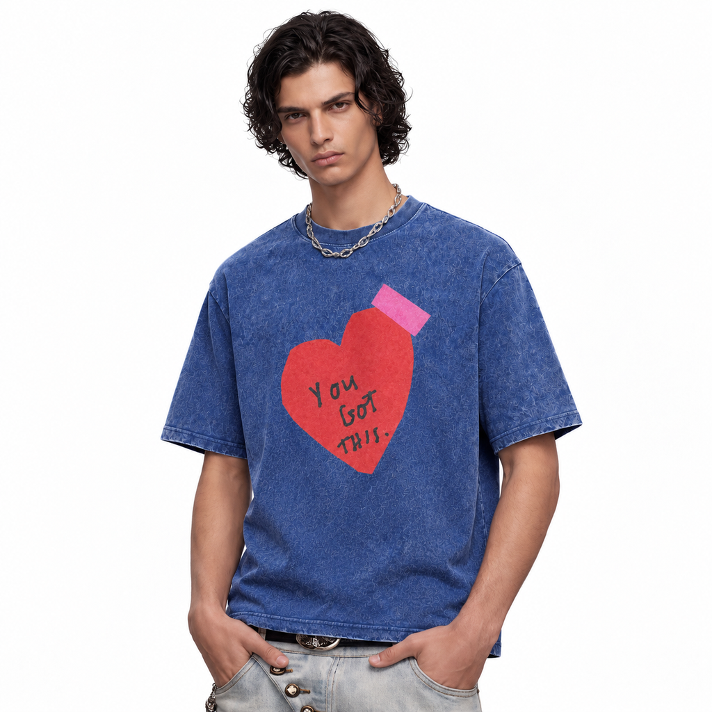 LAWLESSROW You Got This Tape‑Heart Vintage Acid Wash Tee