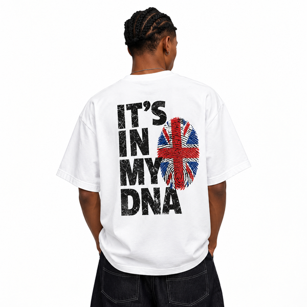 LAWLESSROW It’s In My DNA UK Flag Fingerprint Back Print Vintage Heavy Tee - hover