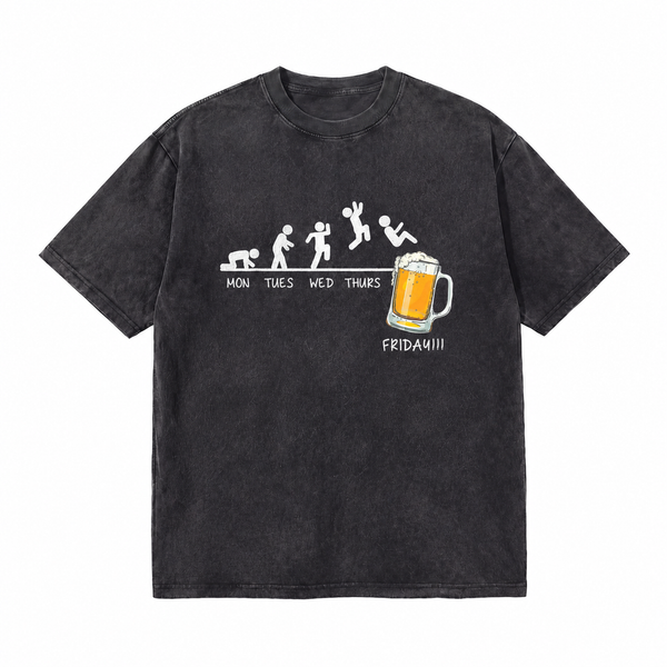 LAWLESSROW Week To Friday Beer Evolution Vintage Acid Wash Tee