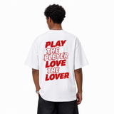 LAWLESSROW Play The Player Love The Lover Brush‑Stroke Back Print Vintage Heavy Tee