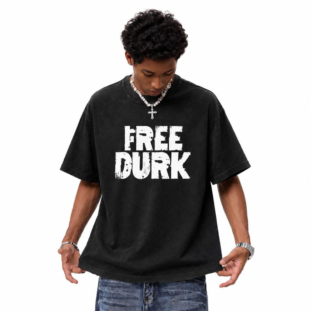 LAWLESSROW Free Durk Stencil Block Vintage Acid Wash Tee