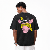 ONSOMESHIT Pig Satire Vintage Acid Wash Tee