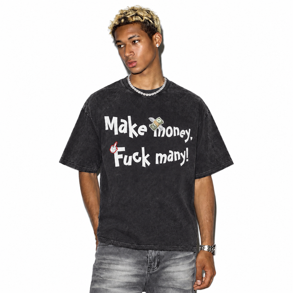 LAWLESSROW Slogan & Graphic Vintage Acid Wash Tee - hover