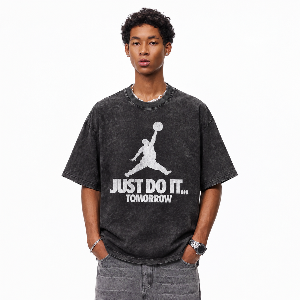 LAWLESSROW Parody Slogan Vintage Acid Wash Tee