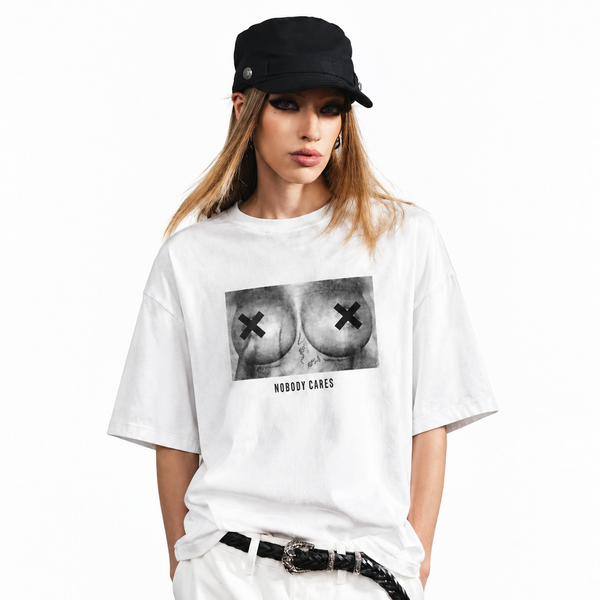 LAWLESSROW Nobody Cares Graphic Vintage Heavy Tee - hover