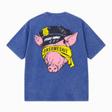 ONSOMESHIT Pig Satire Vintage Acid Wash Tee