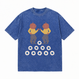 LAWLESSROW Twin Pumpkin Head Eyeball Vintage Acid Wash Tee