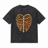 LAWLESSROW Skeleton Ribcage Heart Halloween Candy Vintage Acid Wash Tee