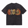 LAWLESSROW Halloween Pumpkin Ghost Skull Barrel Vintage Acid Wash Tee