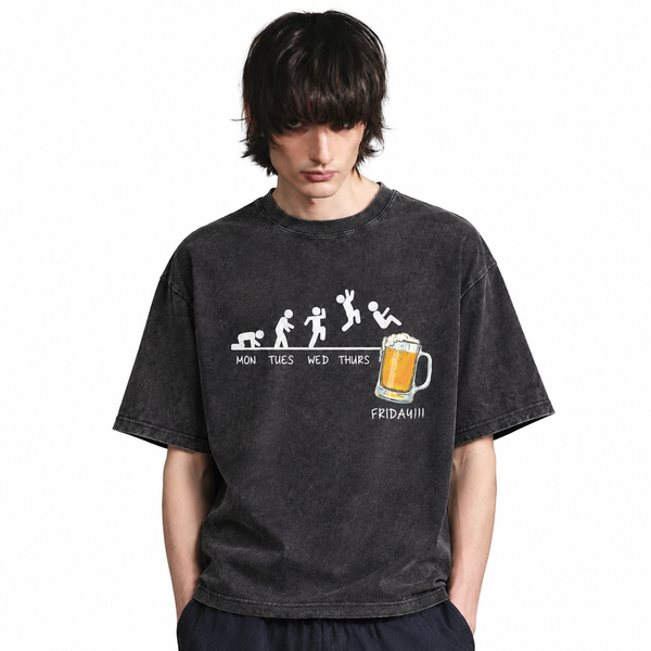 LAWLESSROW Week To Friday Beer Evolution Vintage Acid Wash Tee - hover