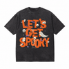 LAWLESSROW Let's Get Spooky Halloween Ghost Skeleton Vintage Acid Wash Tee