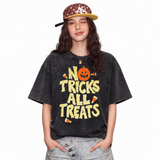 LAWLESSROW No Tricks All Treats Pumpkin Vintage Acid Wash Tee