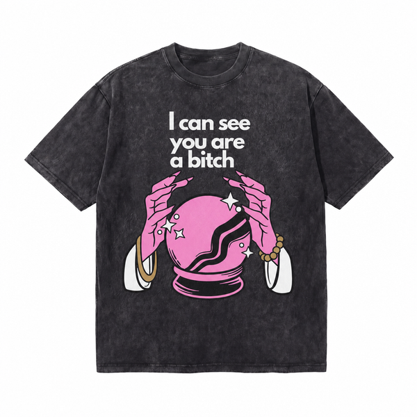 LAWLESSROW Mystic Slogan Vintage Acid Wash Tee