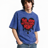 LAWLESSROW You Warm My Cold Dark Heart Dripping Heart Vintage Acid Wash Tee