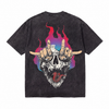 LAWLESSROW Rock Hand Skull Gradient Flame Vintage Acid Wash Tee
