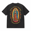 LAWLESSROW Nuestra Señora De Guadalupe Blessed Back Print Vintage Acid Wash Tee