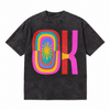 LAWLESSROW OK Rainbow Retro Typography Vintage Acid Wash Tee