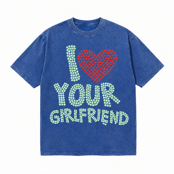 LAWLESSROW I Love Your Girlfriend Dot Mosaic Vintage Acid Wash Tee