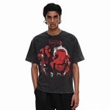 LAWLESSROW Punk Graveyard Portrait Vintage Acid Wash Tee