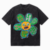LAWLESSROW Graffiti Flower Face Vintage Acid Wash Tee