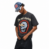 LAWLESSROW I'm Not Staring Skull Vintage Acid Wash Tee
