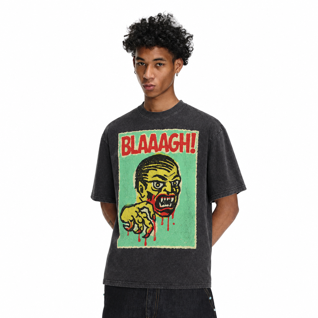 LAWLESSROW BLAAAGH! Retro Monster Poster Vintage Acid Wash Tee