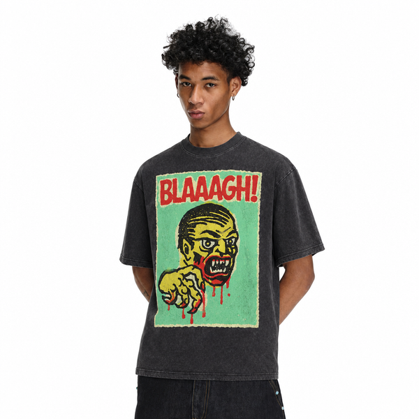LAWLESSROW BLAAAGH! Retro Monster Poster Vintage Acid Wash Tee - hover