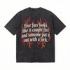 LAWLESSROW Vintage Fire Slogan Vintage Acid Wash Tee