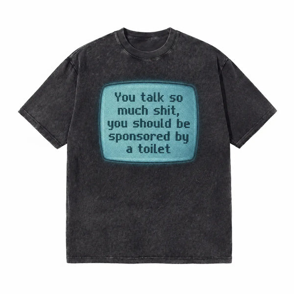 LAWLESSROW Old TV Retro Slogan Vintage Acid Wash Tee