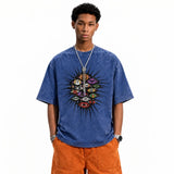LAWLESSROW Spooky Mix Halloween Vintage Acid Wash Graphic Tee