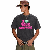 LAWLESSROW "I ♥ YOUR GIRLFRIEND" Vintage Acid Wash Puff Print Tee