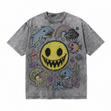 Lawless Row “Happy Neverland” Washed Grey Oversized Tee