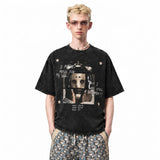 LAWLESSROW KANYE WEST Masked Alias Black Vintage Acid Wash Tee