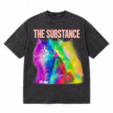 LAWLESSROW The Substance Rainbow Echo Cat Vintage Acid Wash Tee